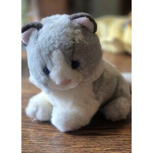Vtg Commonwealth Of Pennsylvania Gray White Kitty Cat Blue Eyes Stuffed Plush 8"